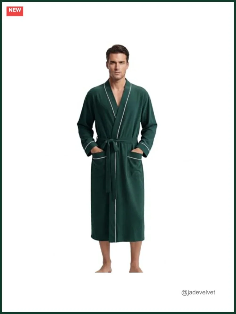 Men's 100% Cotton Lightweight Kimono Robe with Pockets